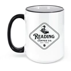 15oz Reading Coffee Black Handle Mug