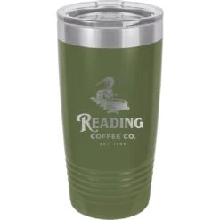 20oz Reading Coffee Company Metal Tumblers -Reading Coffee Shop Olive Green 20oz Metal Tumbler 1