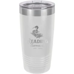 20oz Reading Coffee Company Metal Tumblers -Reading Coffee Shop White 20oz Metal Tumbler 1
